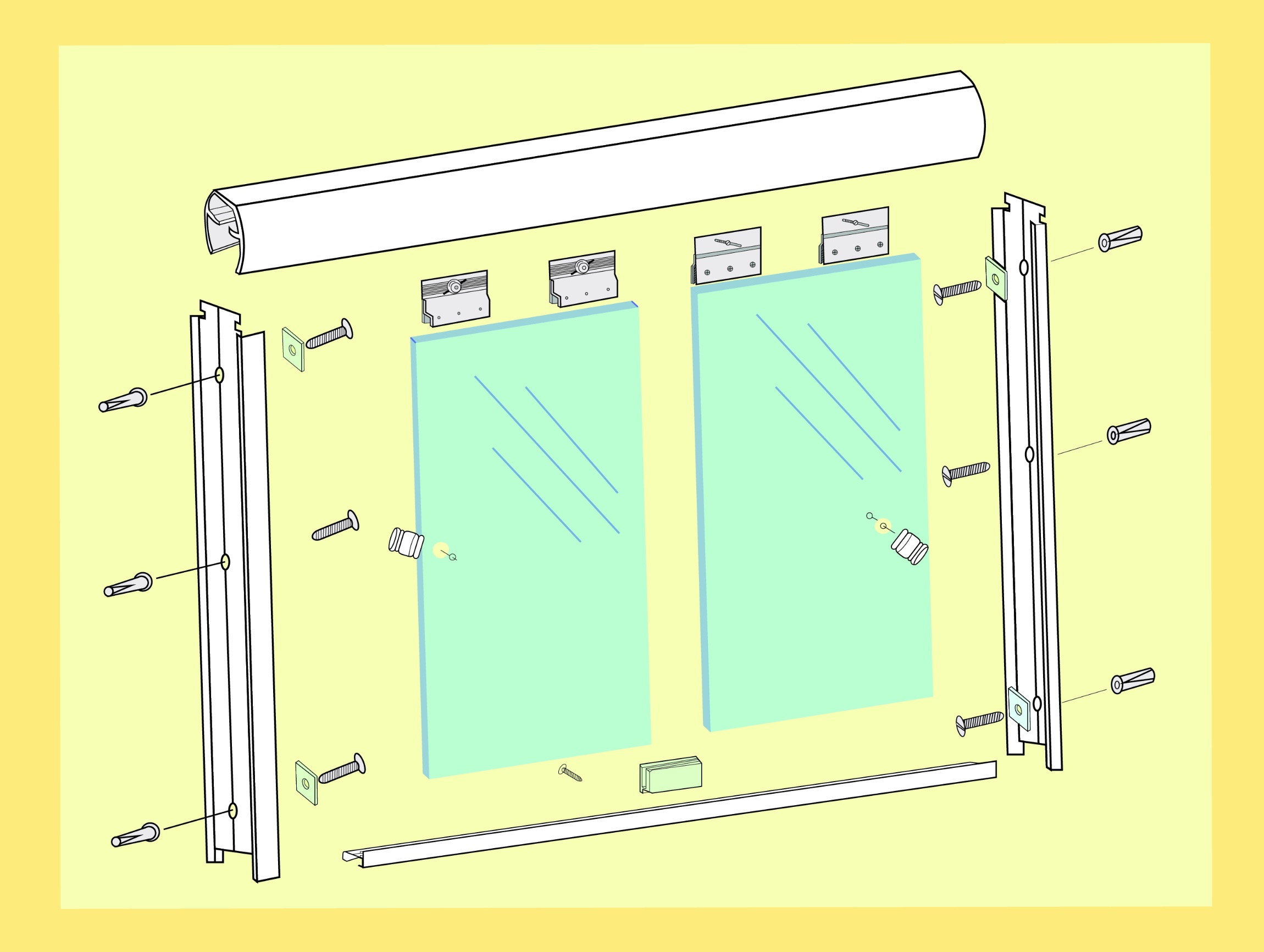 Cancel corredizos para baño 9 mm - blanco