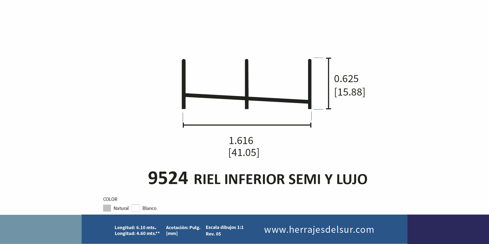 Riel inferior semilujo