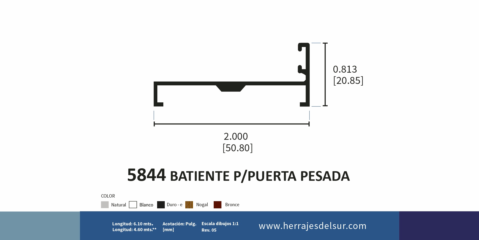 Batiente para puerta pesada