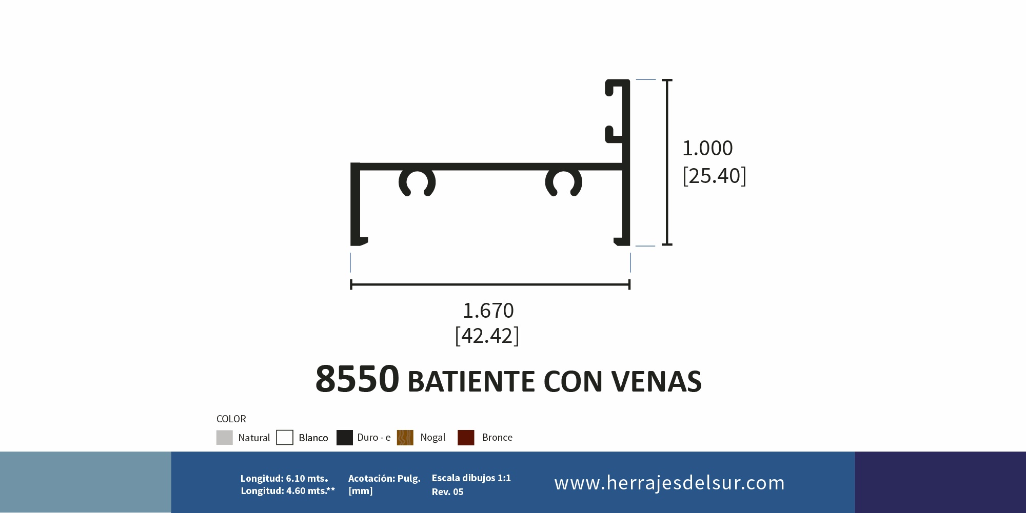 Batiente con venas