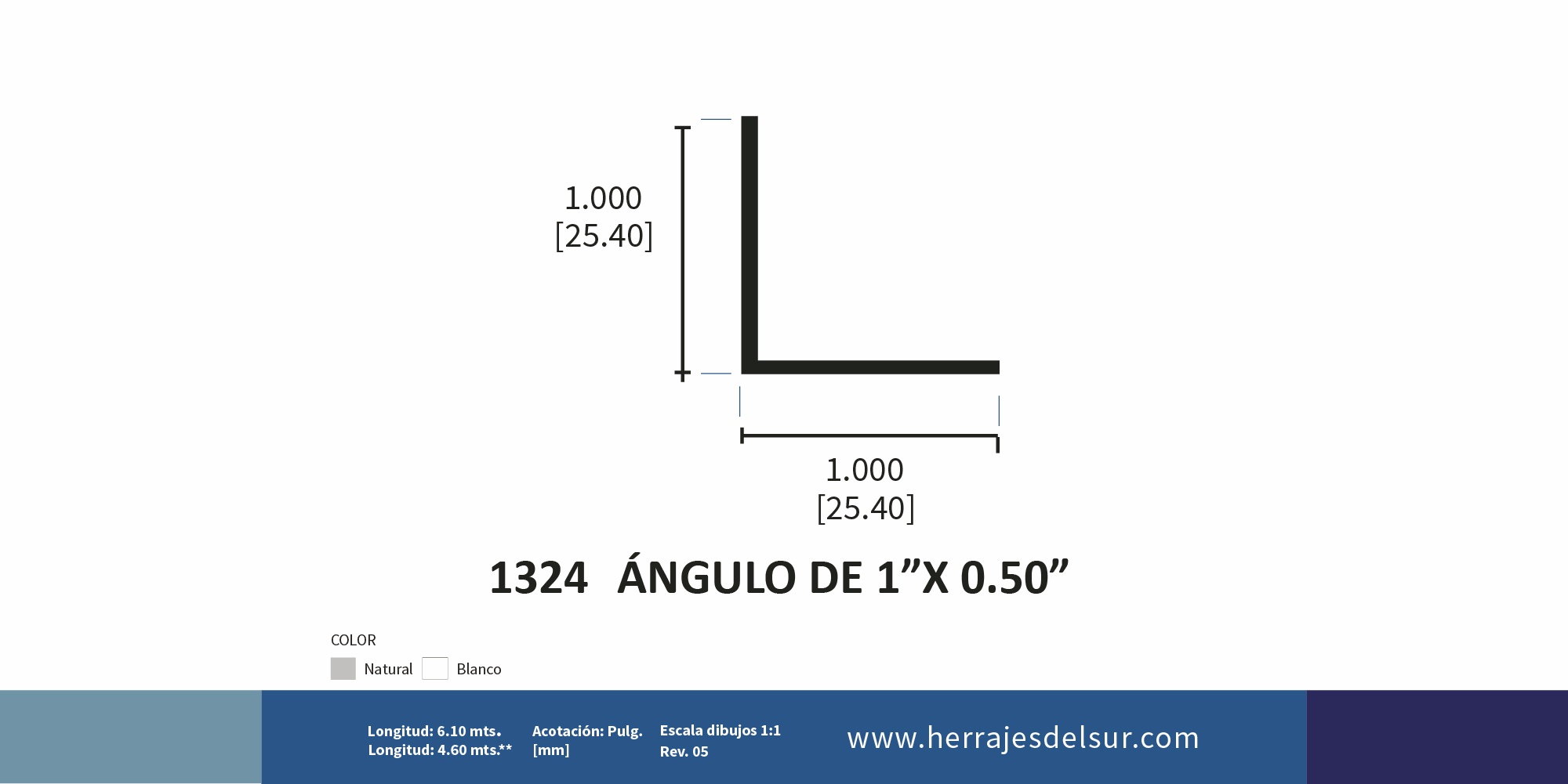 Ángulo de 1' x 0.050'